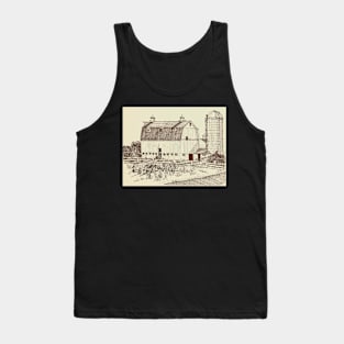 Hay Barn with Silo and Fence Tank Top